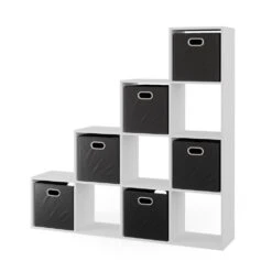 Treppenregal Weiß 142,4 X 143 Cm Mit 6 Faltboxen Vicco