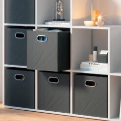 Treppenregal Weiß 142,4 X 143 Cm Mit 6 Faltboxen Vicco -Vicco m1105 fb 05 ol