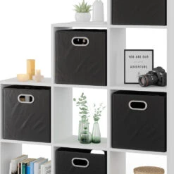 Treppenregal Weiß 142,4 X 143 Cm Mit 6 Faltboxen Vicco -Vicco m1105 fb 06 ol