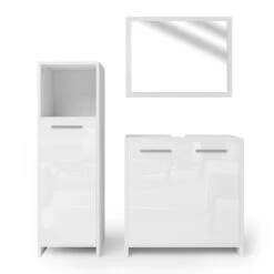 Badmöbel Set "Kiko" Weiß Hochglanz 3 Teile Vicco