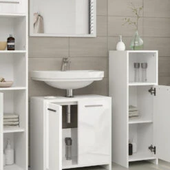 Badmöbel Set "Kiko" Weiß Hochglanz 3 Teile Vicco -Vicco m1109 05 ol