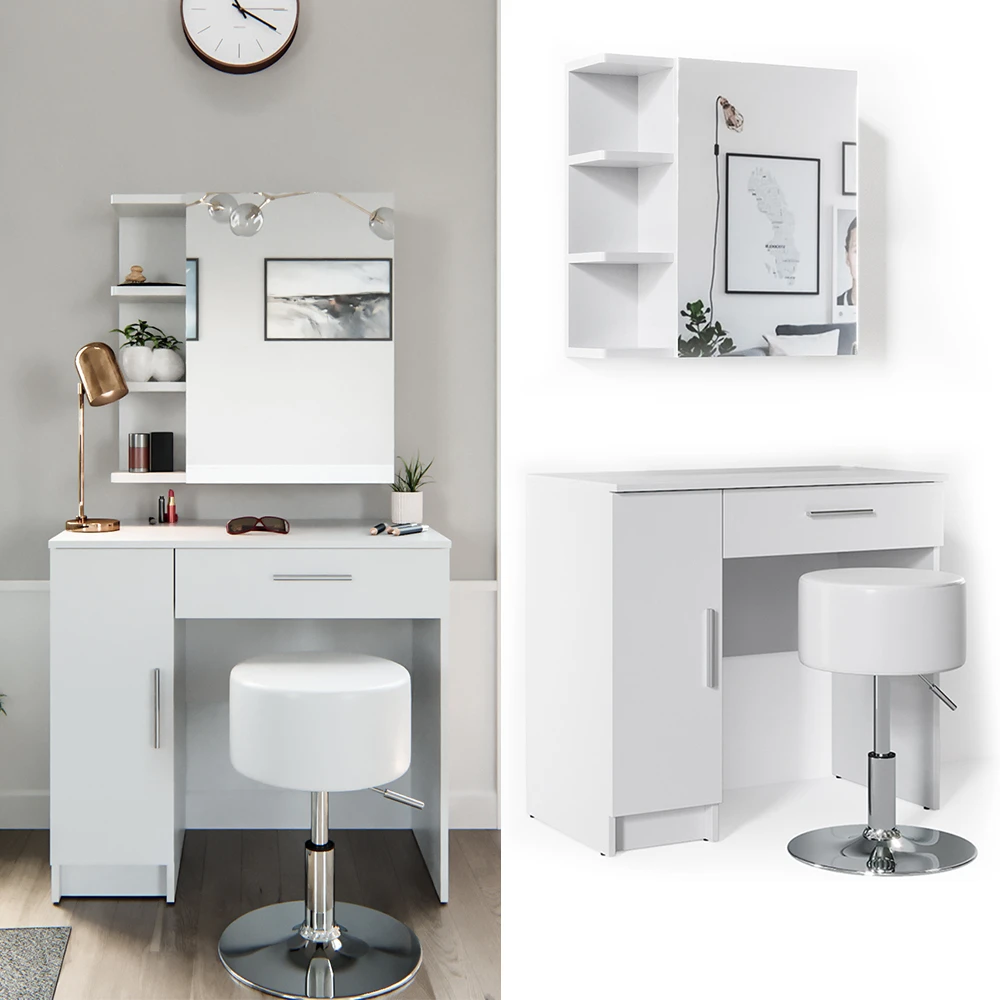 Schminktisch "Fynnia" Weiß 80.2 Cm Mit Hocker Vicco 4 Schminktisch "Fynnia" Weiß 80.2 Cm Mit Hocker Vicco – Bild 2