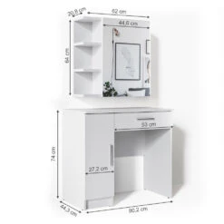 Schminktisch "Fynnia" Weiß 80.2 Cm Mit Hocker Vicco 12 Schminktisch "Fynnia" Weiß 80.2 Cm Mit Hocker Vicco -Vicco m1267 hw 03 ol