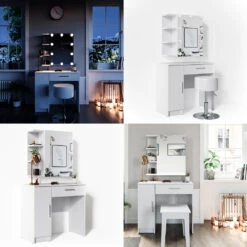 Schminktisch "Fynnia" Weiß 80.2 Cm Mit Hocker Vicco 17 Schminktisch "Fynnia" Weiß 80.2 Cm Mit Hocker Vicco -Vicco m1267 hw 08 ol