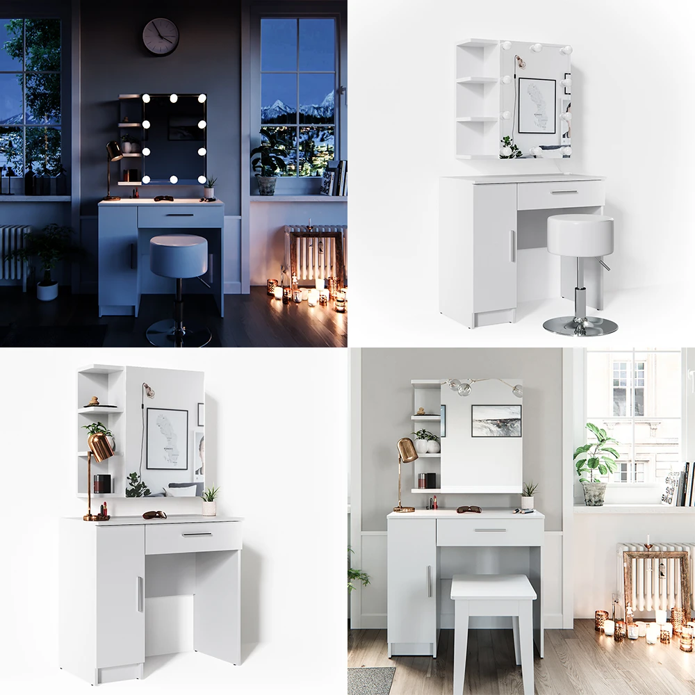 Schminktisch "Fynnia" Weiß 80.2 Cm Mit Hocker Vicco 10 Schminktisch "Fynnia" Weiß 80.2 Cm Mit Hocker Vicco – Bild 8