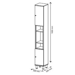 Badschrank "Aquis" Anthrazit/Sonoma 30 X 200 Cm Vicco -Vicco m1385 03 ol