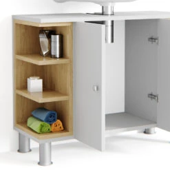 Waschbeckenunterschrank "Aquis" Weiß/Sonoma 79 X 64 Cm Vicco -Vicco m1387 06 ol