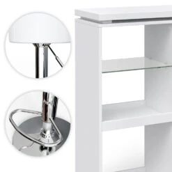 Bartisch Set "Vega" Weiß 138 X 39 Cm Mit 2 Barhockern Vicco -Vicco m1534 hw 06 ol