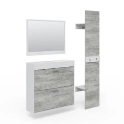 Garderobe "SanRemo" Beton/Weiß X Cm 3 Teile Vicco
