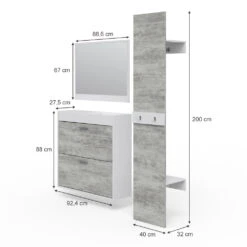 Garderobe "SanRemo" Beton/Weiß X Cm 3 Teile Vicco -Vicco m1786 03 ol