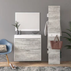 Garderobe "SanRemo" Beton/Weiß X Cm 3 Teile Vicco -Vicco m1786 04 ol