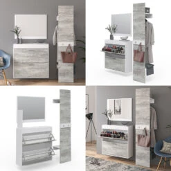 Garderobe "SanRemo" Beton/Weiß X Cm 3 Teile Vicco -Vicco m1786 08 ol