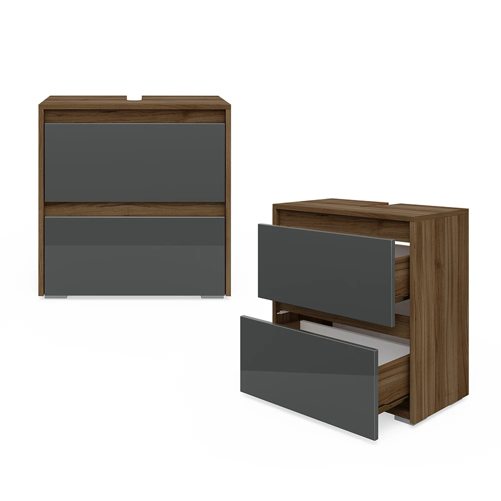 Waschtischunterschrank „Majest" Nussbraun/Anthrazit Hochglanz Vicco 9 Waschtischunterschrank „Majest" Nussbraun/Anthrazit Hochglanz Vicco – Bild 7