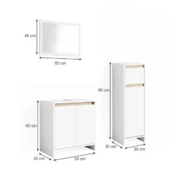 Badmöbel Set "Emma" Weiß/Sonoma 3 Teile, Mit Midischrank Vicco 12 Badmöbel Set "Emma" Weiß/Sonoma 3 Teile, Mit Midischrank Vicco -Vicco m1858 03 ol