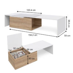 Couchtisch "Leo" Sonoma/Weiß 154 X 38 Cm Vicco -Vicco m2070 03 ol