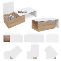 Couchtisch "Leo" Sonoma/Weiß 154 X 38 Cm Vicco -Vicco m2070 07 ol