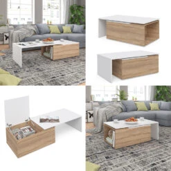 Couchtisch "Leo" Sonoma/Weiß 154 X 38 Cm Vicco -Vicco m2070 08 ol