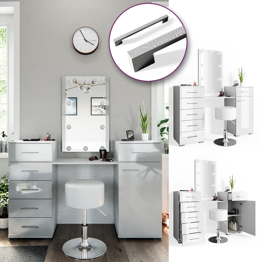 Schminktisch "Zoe" Weiß 140 Cm Mit LED Beleuchtung Und Hocker Vicco 4 Schminktisch "Zoe" Weiß 140 Cm Mit LED Beleuchtung Und Hocker Vicco – Bild 2
