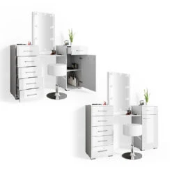 Schminktisch "Zoe" Weiß 140 Cm Mit LED Beleuchtung Und Hocker Vicco 16 Schminktisch "Zoe" Weiß 140 Cm Mit LED Beleuchtung Und Hocker Vicco -Vicco m2106 hw l 07 ol