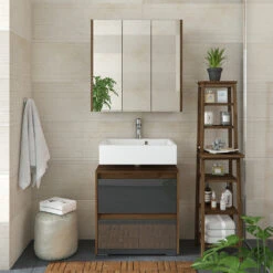 Badmöbelset "Majest" Nussbraun/Anthrazit Hochglanz 2er Set Vicco -Vicco m2112 04 ol