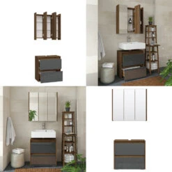 Badmöbelset "Majest" Nussbraun/Anthrazit Hochglanz 2er Set Vicco -Vicco m2112 08 ol