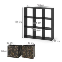 Raumteiler "Nove" Schwarz 104 X 108 Cm Mit 4 Faltboxen Opt.2 Vicco -Vicco m2190 fb4678 03 ol