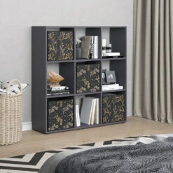 Raumteiler "Nove" Schwarz 104 X 108 Cm Mit 4 Faltboxen Opt.2 Vicco -Vicco m2190 fb4678 04 ol