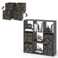 Raumteiler "Nove" Schwarz 104 X 108 Cm Mit 4 Faltboxen Opt.2 Vicco -Vicco m2190 fb4678 07 ol