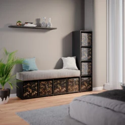 Raumteiler "Ludus" Schwarz 142.5 X 36.2 Cm Mit 2 Faltboxen Opt.2 Vicco -Vicco m2191 fb4678 04 ol