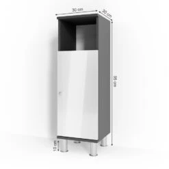 Midischrank "Fynn" Anthrazit/Weiß Hochglanz 30 X 95 Cm Vicco -Vicco m2193 03 ol