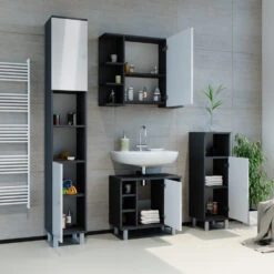 Midischrank "Fynn" Anthrazit/Weiß Hochglanz 30 X 95 Cm Vicco -Vicco m2193 04 ol