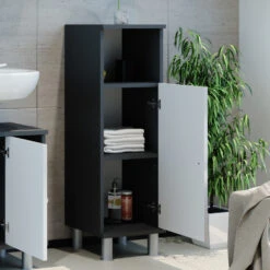 Midischrank "Fynn" Anthrazit/Weiß Hochglanz 30 X 95 Cm Vicco -Vicco m2193 05 ol