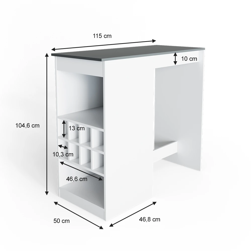 Bartisch "Ross" Anthrazit/Weiß 115 X 50 Cm Vicco 5 Bartisch "Ross" Anthrazit/Weiß 115 X 50 Cm Vicco – Bild 3