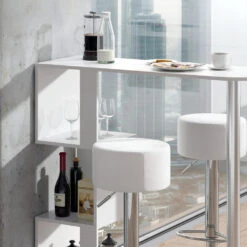 Bartisch-Set "Vincent" Weiß 113 X 40 Cm Mit 2 Barhockern Vicco -Vicco m2312 hw 05 ol