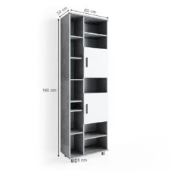 Badschrank "Ilias" Beton/Weiß 60 X 190 Cm Vicco 11 Badschrank "Ilias" Beton/Weiß 60 X 190 Cm Vicco -Vicco m2389 03 ol