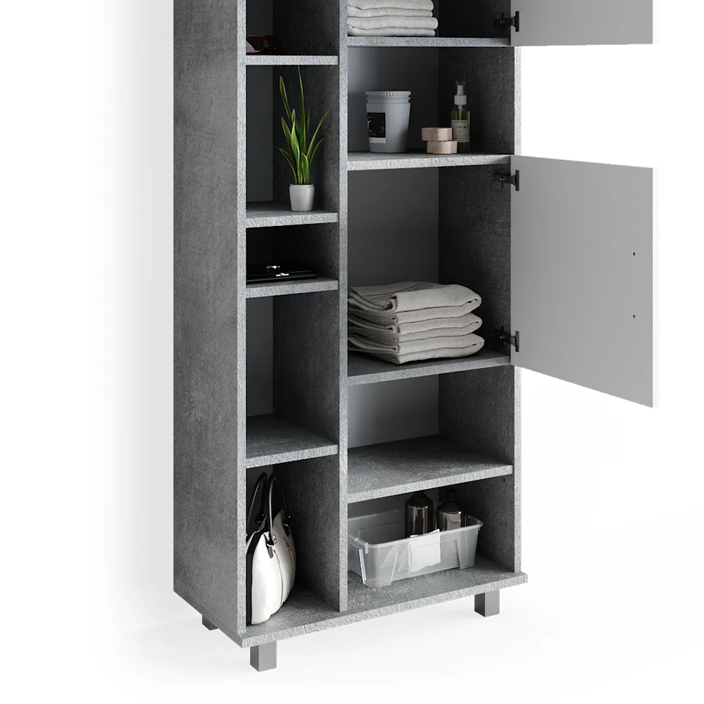 Badschrank "Ilias" Beton/Weiß 60 X 190 Cm Vicco 8 Badschrank "Ilias" Beton/Weiß 60 X 190 Cm Vicco – Bild 6