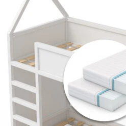 Etagenbett "Massimo" Weiß 90x200 Cm Mit 2 Matratzen Vitalispa -Vicco m2492 m 06 ol