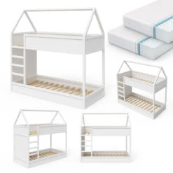 Etagenbett "Massimo" Weiß 90x200 Cm Mit 2 Matratzen Vitalispa -Vicco m2492 m 07 ol