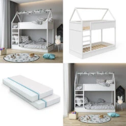 Etagenbett "Massimo" Weiß 90x200 Cm Mit 2 Matratzen Vitalispa -Vicco m2492 m 08 ol