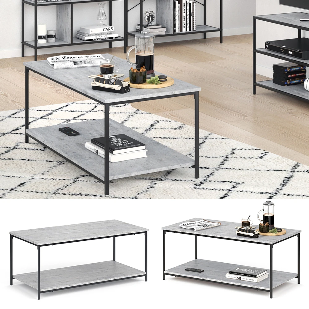 Couchtisch "Fyrk" Beton/Schwarz 108 X 52 Cm Vicco 4 Couchtisch "Fyrk" Beton/Schwarz 108 X 52 Cm Vicco – Bild 2