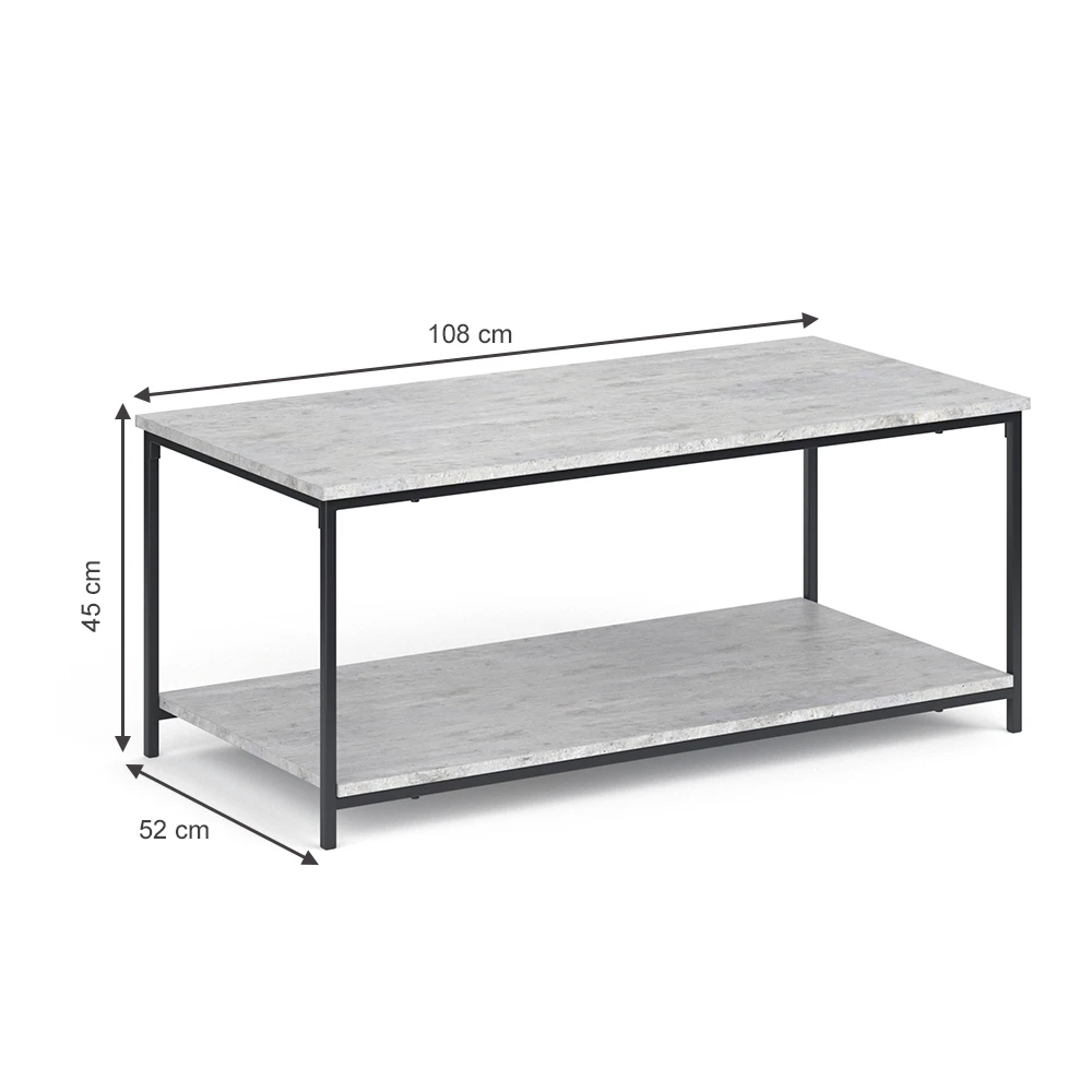 Couchtisch "Fyrk" Beton/Schwarz 108 X 52 Cm Vicco 5 Couchtisch "Fyrk" Beton/Schwarz 108 X 52 Cm Vicco – Bild 3