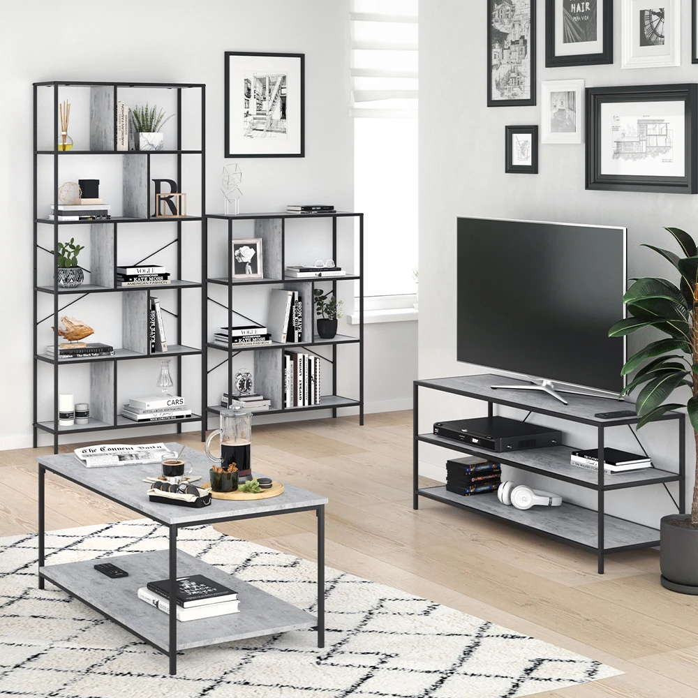 Couchtisch "Fyrk" Beton/Schwarz 108 X 52 Cm Vicco 6 Couchtisch "Fyrk" Beton/Schwarz 108 X 52 Cm Vicco – Bild 4