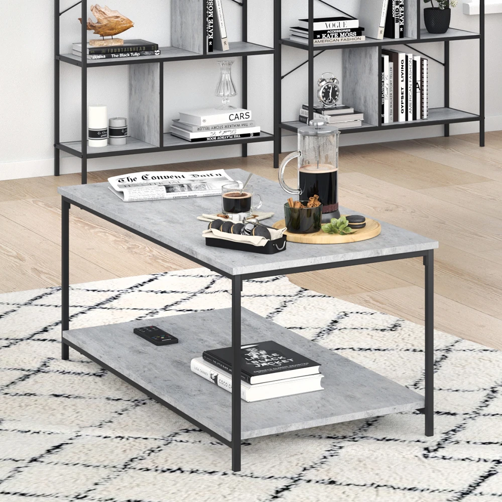 Couchtisch "Fyrk" Beton/Schwarz 108 X 52 Cm Vicco 7 Couchtisch "Fyrk" Beton/Schwarz 108 X 52 Cm Vicco – Bild 5