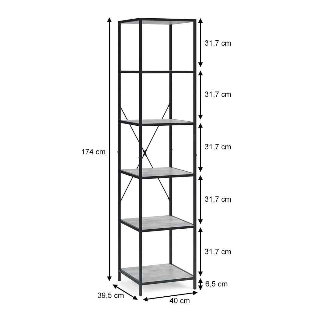 Raumteiler "Fyrk" Beton/Schwarz 40 X 174 Cm Vicco 5 Raumteiler "Fyrk" Beton/Schwarz 40 X 174 Cm Vicco – Bild 3