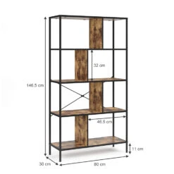 Raumteiler "Fyrk" Eiche Rustikal/Schwarz 80 X 146 Cm Vicco -Vicco m2518 03 ol