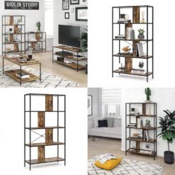 Raumteiler "Fyrk" Eiche Rustikal/Schwarz 80 X 146 Cm Vicco -Vicco m2518 08 ol