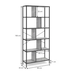 Raumteiler "Fyrk" Beton/Schwarz 80 X 180 Cm Vicco -Vicco m2521 03 ol