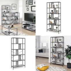 Raumteiler "Fyrk" Beton/Schwarz 80 X 180 Cm Vicco -Vicco m2521 08 ol