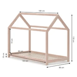 Hausbett "Wiki" Naturholz 80x160 Cm Mit Matratze Vitalispa -Vicco m2531 m 03 ol