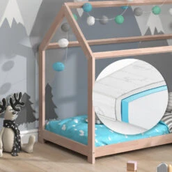 Hausbett "Wiki" Naturholz 80x160 Cm Mit Matratze Vitalispa -Vicco m2531 m 05 ol